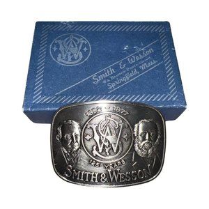 Smith & Wesson 1977 Vintage Belt Buckle 125th Anniversary Antique Silver Mo. 610